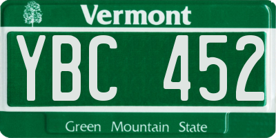 VT license plate YBC452