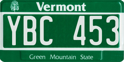 VT license plate YBC453
