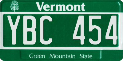 VT license plate YBC454