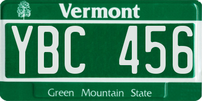 VT license plate YBC456