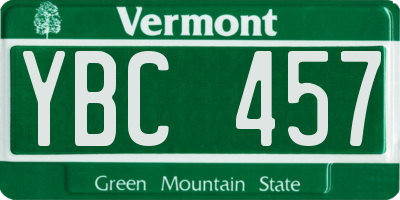 VT license plate YBC457