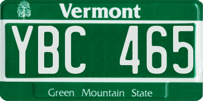 VT license plate YBC465
