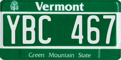 VT license plate YBC467