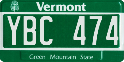 VT license plate YBC474