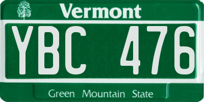VT license plate YBC476
