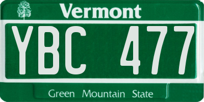 VT license plate YBC477