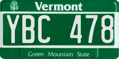 VT license plate YBC478