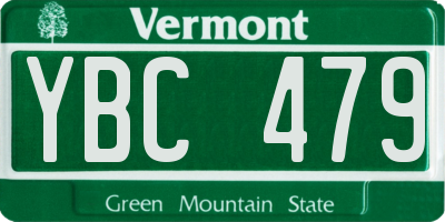 VT license plate YBC479
