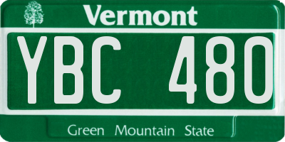 VT license plate YBC480