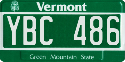 VT license plate YBC486