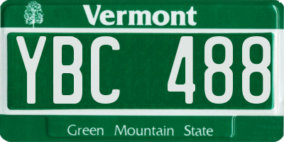 VT license plate YBC488