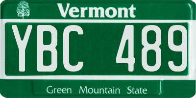 VT license plate YBC489