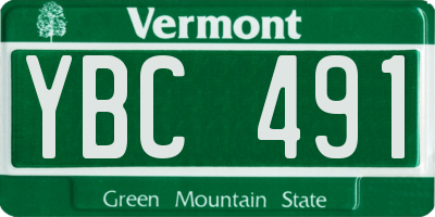 VT license plate YBC491