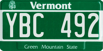 VT license plate YBC492