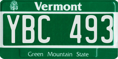 VT license plate YBC493