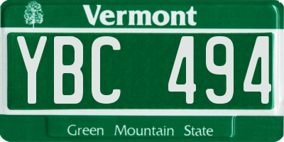 VT license plate YBC494