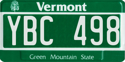VT license plate YBC498