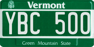 VT license plate YBC500