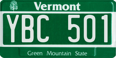 VT license plate YBC501