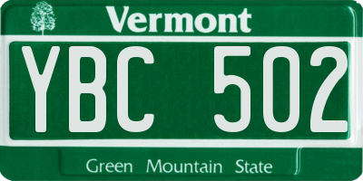 VT license plate YBC502