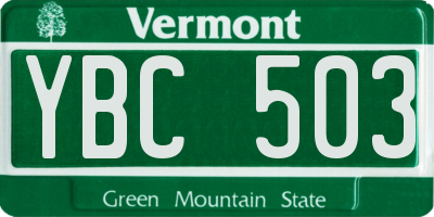 VT license plate YBC503