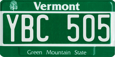 VT license plate YBC505