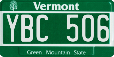 VT license plate YBC506