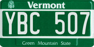 VT license plate YBC507