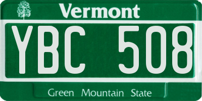 VT license plate YBC508