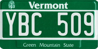 VT license plate YBC509
