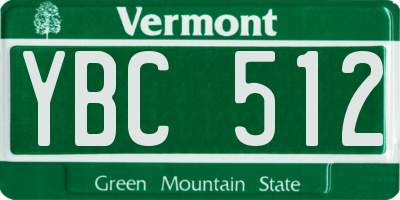 VT license plate YBC512