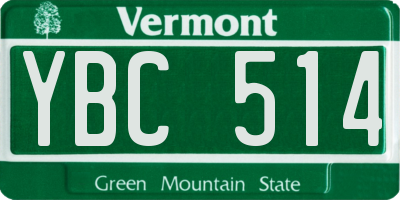 VT license plate YBC514