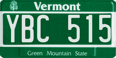 VT license plate YBC515