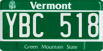 VT license plate YBC518