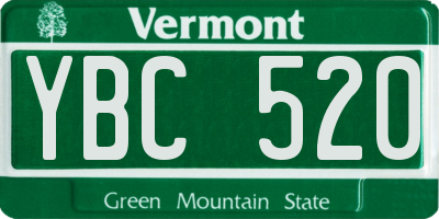 VT license plate YBC520