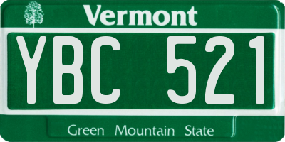 VT license plate YBC521