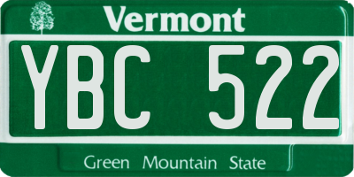 VT license plate YBC522