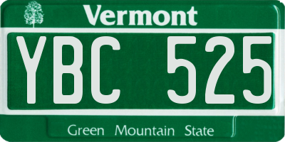 VT license plate YBC525