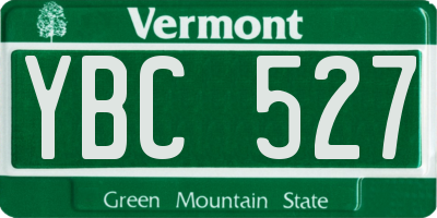 VT license plate YBC527