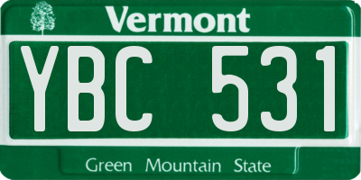 VT license plate YBC531