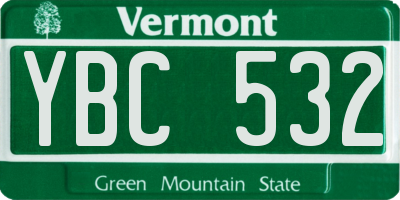 VT license plate YBC532