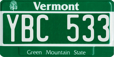 VT license plate YBC533