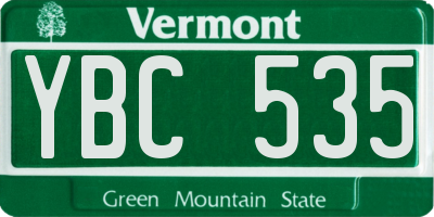VT license plate YBC535