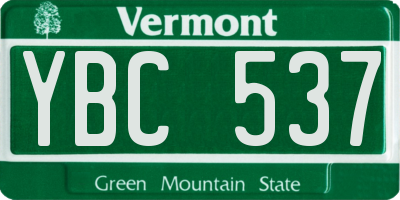 VT license plate YBC537