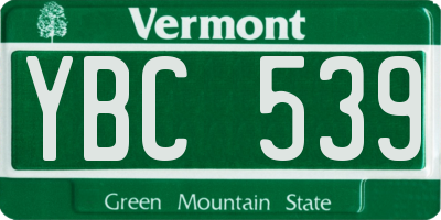 VT license plate YBC539