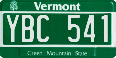 VT license plate YBC541