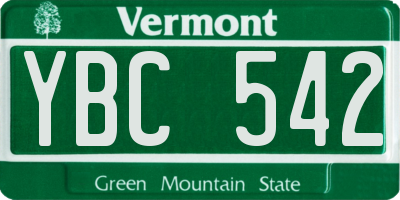 VT license plate YBC542