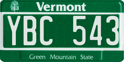 VT license plate YBC543