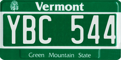 VT license plate YBC544