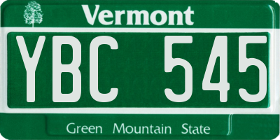 VT license plate YBC545